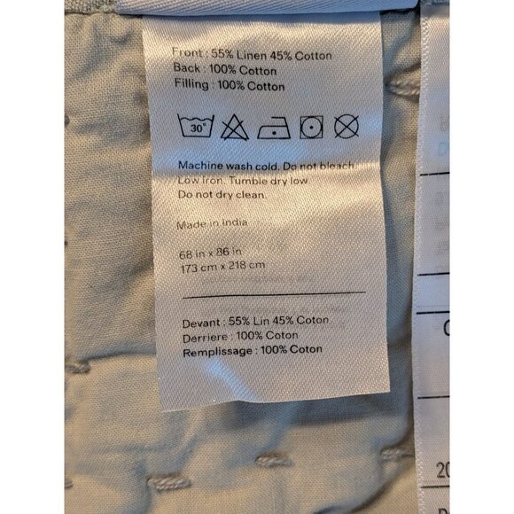 Quince European Linen Cotton Stitch Quilt 2PC Set Color Mist Size Twin -NEW- - Picture 6 of 8